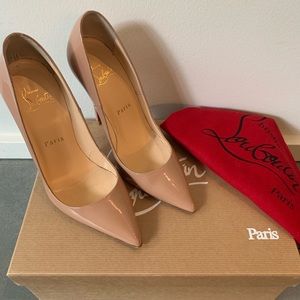 Christian Loubuiton So Kate 120 Nude Patent Pump